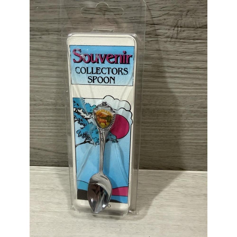 Colorado Souvenir Collector Spoon Enamel Shield Elk Scene New In Package